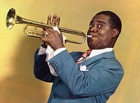 Louis Armstrong, vintage photograph. Original public domain image from The Smithsonian Institution. Digitally enhanced by rawpixel.