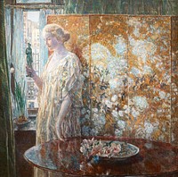 Tanagra (The Builders, New York) vintage painting  by Frederick Childe Hassam. Original public domain image from The Smithsonian Institution. Digitally enhanced by rawpixel.