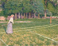 Tennis at Hertingfordbury (1910) vintage illustration by Spencer Frederick Gore. Original public domain image from Yale Center for British Art. Digitally enhanced by rawpixel.