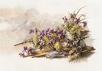 Auguste Schmidt's floral arrangement with violets (1861–1897). Original public domain image from Digital Commonwealth. Digitally enhanced by rawpixel.