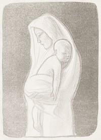 Mother, a fragment from the tampere cathedral altar fresco (1907) by Magnus Enckell. Original public domain image from Finnish National Gallery. Digitally enhanced by rawpixel.