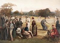 Lawn tennis. Original public domain image from Library of Congress (1887). Original public domain image from Library of Congress. Digitally enhanced by rawpixel.