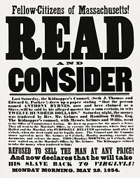 Fellow citizens of Massachusetts! : Read and consider (1854). Original public domain image from Digital Commonwealth. Digitally enhanced by rawpixel.