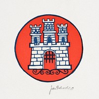 Coat of arms of the city of bratislava (1929) illustration by Jaroslav Dobrovolský. Original public domain image from Web Umenia. Digitally enhanced by rawpixel.