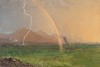 Thunderstorm in the Alps background by Frederic Edwin Church. Remixed by rawpixel. 