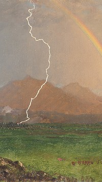 Thunderstorm mobile wallpaper by Frederic Edwin Church. Remixed by rawpixel. 