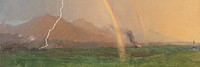 Thunderstorm in the Alps banner by Frederic Edwin Church. Remixed by rawpixel.