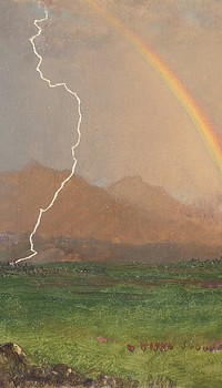 Nature mobile wallpaper, Thunderstorm in the Alps by Frederic Edwin Church. Remixed by rawpixel.