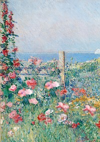 Flower field background by Childe Hassam. Remixed by rawpixel.