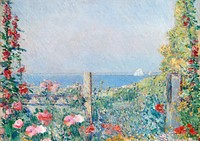 Flower field background by Childe Hassam. Remixed by rawpixel.