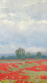 Red flower field mobile wallpaper. Remixed by rawpixel.