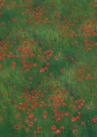 Red poppies field background. Remixed by rawpixel.