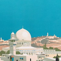 Jerusalem chromolithography art background. Remixed by rawpixel. 