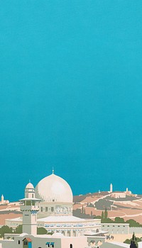 Jerusalem chromolithography art mobile wallpaper. Remixed by rawpixel.