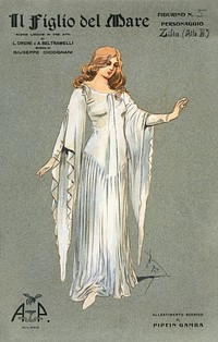Zilia (1868-1954) watercolor by Pipein Gamba. Original public domain image from Digital Commonwealth. Digitally enhanced watercolor by rawpixel.