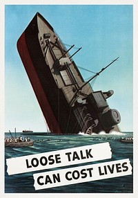 Loose talk can cost lives (1907-1994) chromolithograph art by Stevan Dohanos. Original public domain image from Digital Commonwealth. Digitally enhanced by rawpixel.