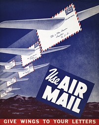 Airmail poster, chromolithograph art. Original public domain image from Smithsonian. Digitally enhanced by rawpixel.