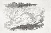 The globe rolling between clouds (1919) etching art by JF Clemens. Original public domain image from Statens Museum for Kunst. Digitally enhanced by rawpixel.