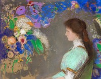 Violette Heymann (1910) oil painting by Odilon Redon. Original from The Cleveland Museum of Art. Digitally enhanced  by rawpixel.