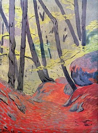 Sous-Bois (Le Huelgoate) (1892) oil painting by Paul Serusier. Original public domain image from Wikimedia Commons. Digitally enhanced by rawpixel.