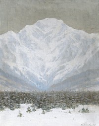 The high tatras in winter (1900-1910) oil painting by Ferdinand Katona. Original public domain image from Web umenia. Digitally enhanced by rawpixel.