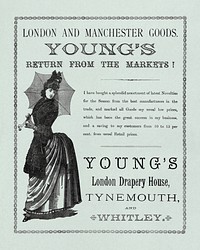 Advertisement for Young's London Drapery House (1886) chromolithograph art. Original public domain image from Yale Center for British Art. Digitally enhanced by rawpixel.