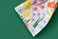 Gift wrapping paper mockup, floral design psd