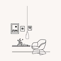 Room interior line art vector