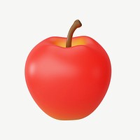 3D red apple fruit, collage element psd