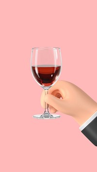 3D raised wine glass, element illustration