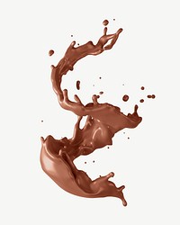 3D chocolate milk splash, collage element psd