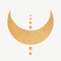 Crescent moon, gold collage element psd