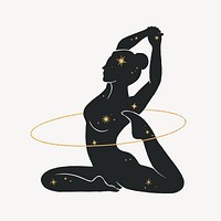 Woman doing yoga, spiritual elements remix