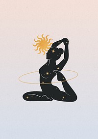 Woman doing yoga, gradient background