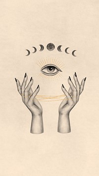 Healing hands, third eye illustration iPhone wallpaper