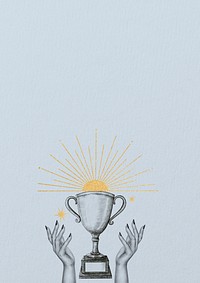 Trophy illustration, blue aesthetic background