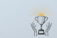 Trophy illustration, blue aesthetic background