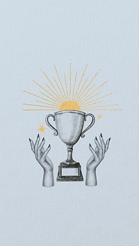 Trophy illustration, blue iPhone wallpaper