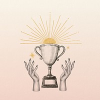 Vintage trophy illustration remix on gradient design