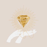 Hands with diamond, aesthetic design collage element psd