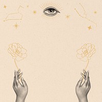 Flower and stars line art, spiritual illustration