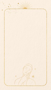 Woman line art, spiritual elements iPhone wallpaper