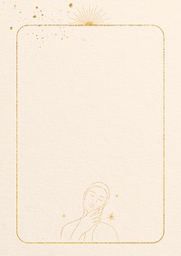 Woman line art, spiritual beige background