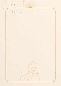 Woman line art, spiritual beige background