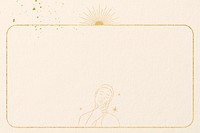 Woman line art, spiritual beige background