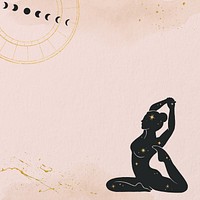 Woman doing yoga on pink design