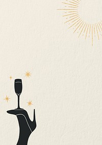 Champagne silhouette, beige background
