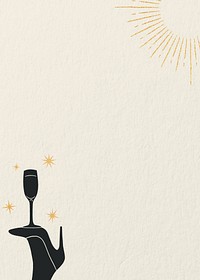 Champagne silhouette, aesthetic beige background