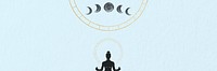 Meditation silhouette, spiritual blue background