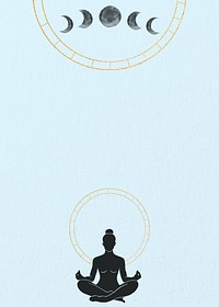 Meditation silhouette, spiritual blue background